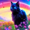 Blue Eyed Cat And Flowers Diamond Painting