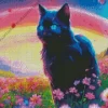 Blue Eyed Cat And Flowers Diamond Painting