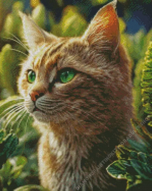 Cat With Green Eyes Diamond Painting