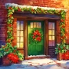 Christmas Green Door Diamond Painting