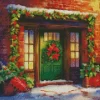 Christmas Green Door Diamond Painting