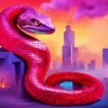 Cityscape Pink Snake Diamond Painting