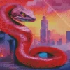 Cityscape Pink Snake Diamond Painting