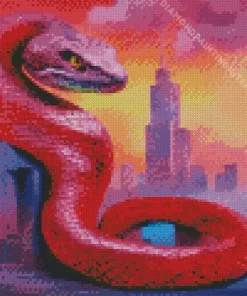 Cityscape Pink Snake Diamond Painting