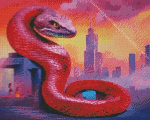 Cityscape Pink Snake Diamond Painting