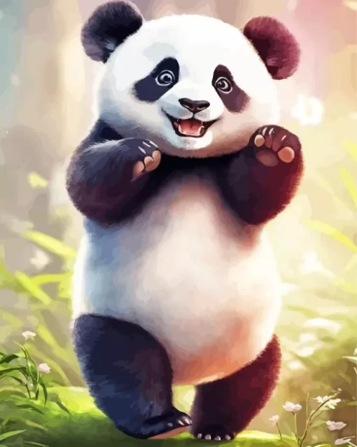 Cute Excited Panda Diamond Painting