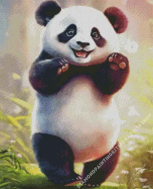 Cute Excited Panda Diamond Painting