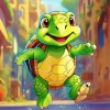 Cute Green Turtle Cartoon Diamond Painting