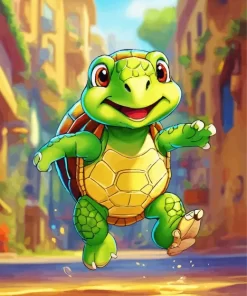 Cute Green Turtle Cartoon Diamond Painting