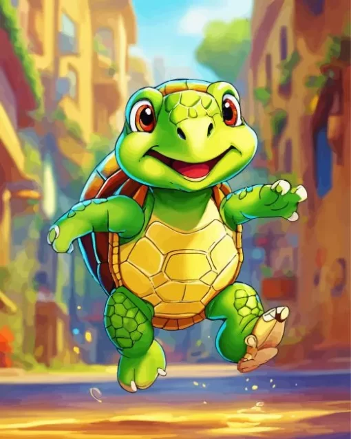 Cute Green Turtle Cartoon Diamond Painting