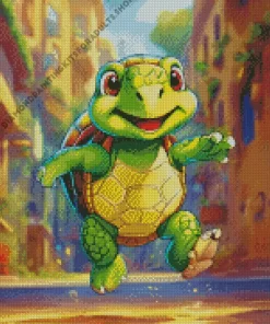 Cute Green Turtle Cartoon Diamond Painting