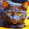 Dark Grey Cat With Orange Eyes Diamond Painting