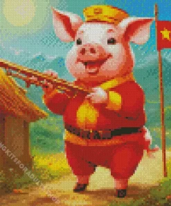 Excited Pig Art Diamond Painting