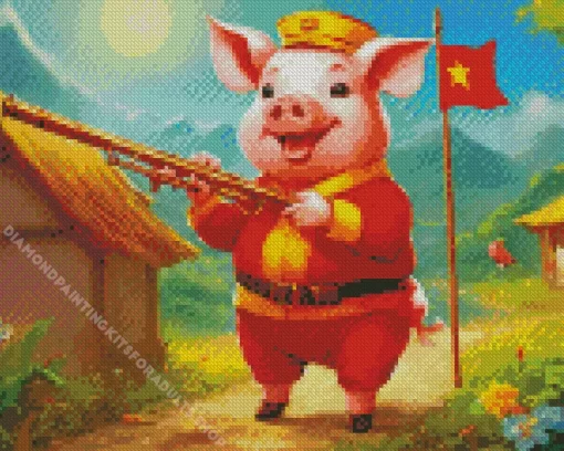 Excited Pig Art Diamond Painting