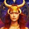 Female Taurus Zodiac Art Diamond Painting