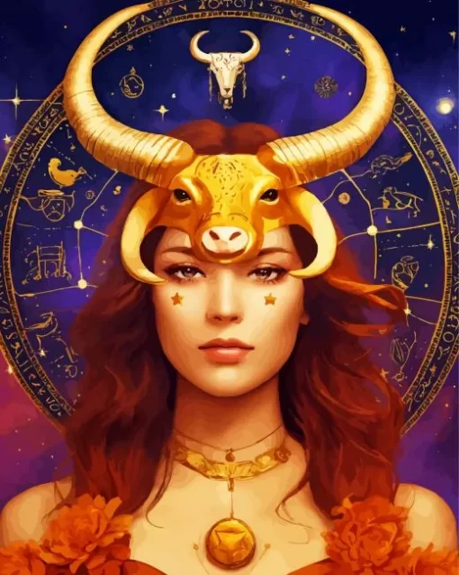 Female Taurus Zodiac Art Diamond Painting