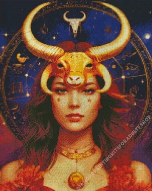 Female Taurus Zodiac Art Diamond Painting