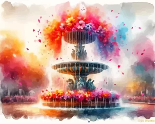 Floral Fountain Art Diamond Painting