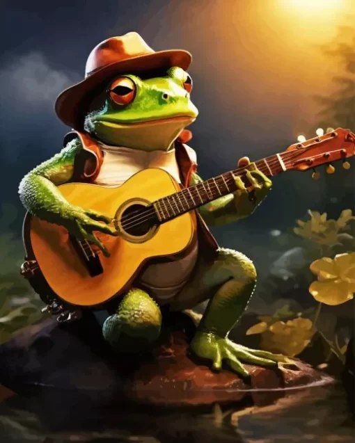 Frog Playing Guitar Diamond Painting