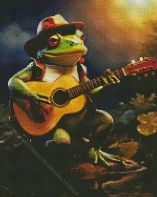 Frog Playing Guitar Diamond Painting