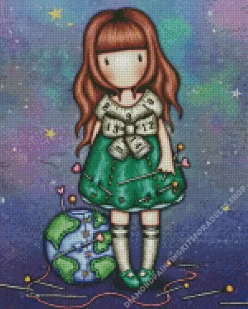 Gorjuss Girl And Earth Diamond Painting