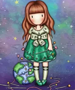 Gorjuss Girl And Earth Diamond Painting