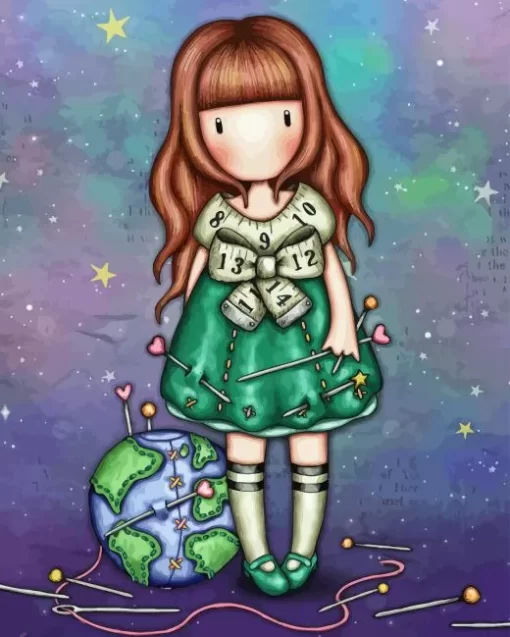 Gorjuss Girl And Earth Diamond Painting