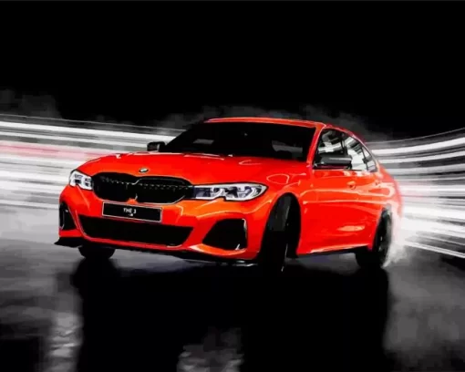 Orange BMW 3 Diamond Painting