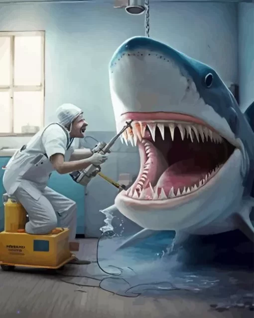 Shark Dentist Visit Diamond Painting