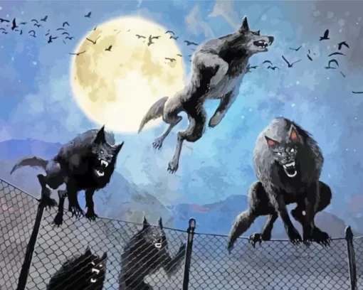 Mad Black Werewolves Diamond Painting