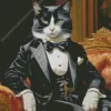 Mr Black Cat In Tie Diamond Painting