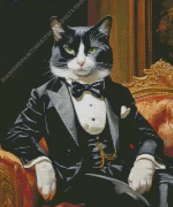 Mr Black Cat In Tie Diamond Painting