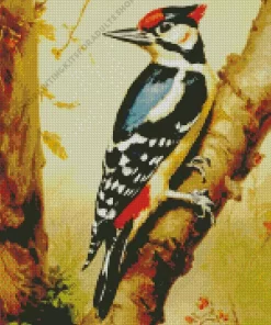 Great Spotted Woodpecker Bird Diamond Painting