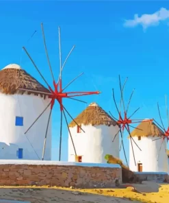 Greece Windmills Diamond Painting