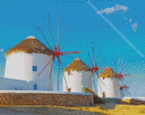 Greece Windmills Diamond Painting