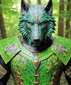 Green And Black Wolf Diamond Painting