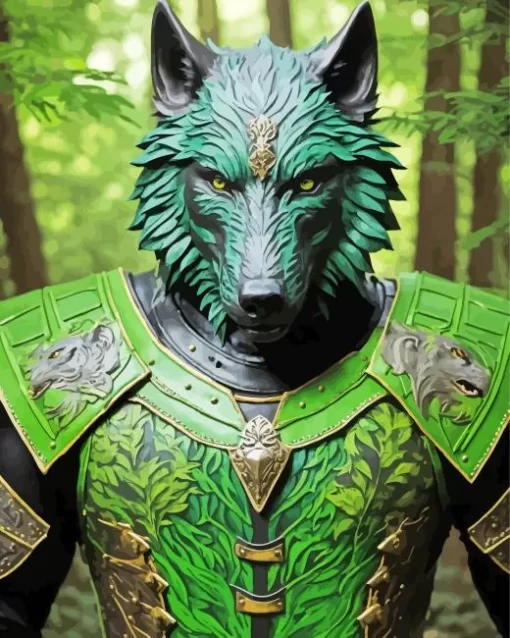 Green And Black Wolf Diamond Painting