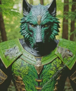 Green And Black Wolf Diamond Painting