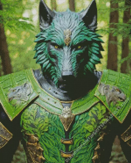 Green And Black Wolf Diamond Painting