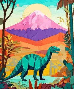 Green Brontosaurus Art Diamond Painting