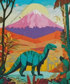 Green Brontosaurus Art Diamond Painting