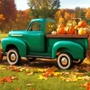 Green Farm Truck And Pumpkins Diamond Painting