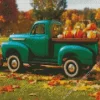 Green Farm Truck And Pumpkins Diamond Painting