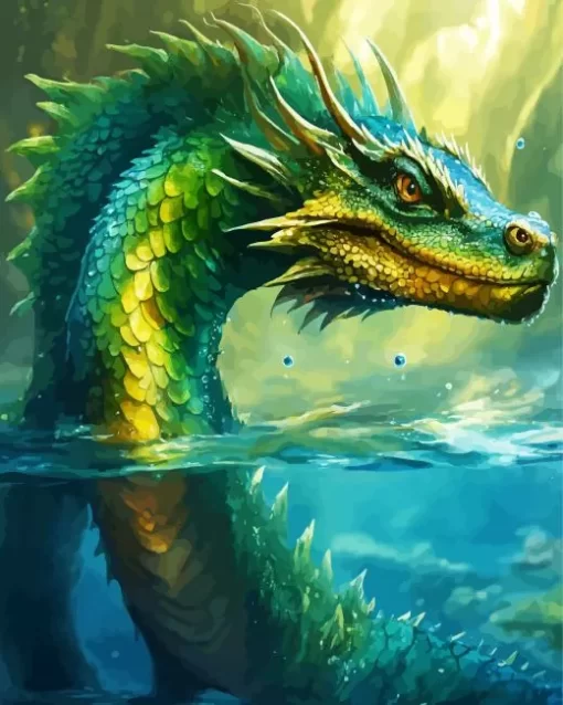 Green Sea Dragon Art Diamond Painting