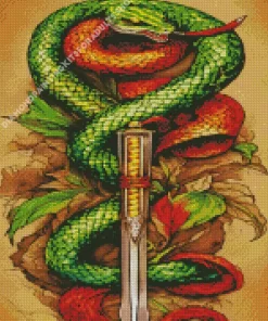 Green Snake And Sword Diamond Painting