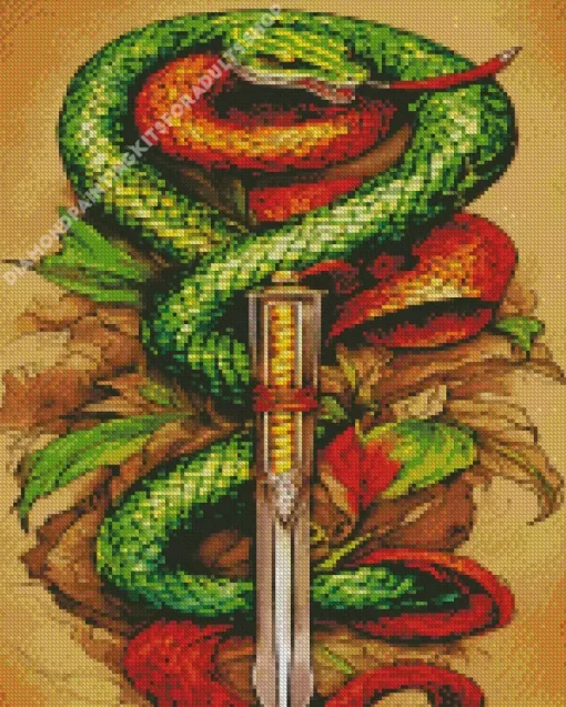 Green Snake And Sword Diamond Painting