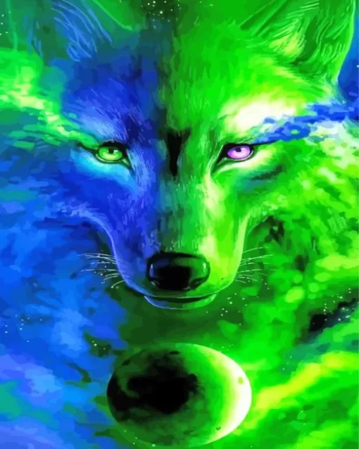 Green Wolf Diamond Painting