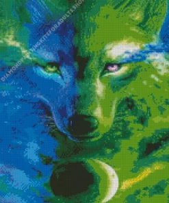 Green Wolf Diamond Painting