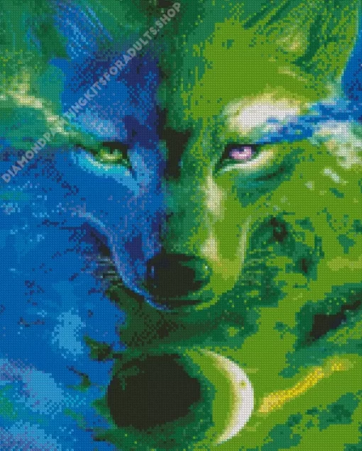 Green Wolf Diamond Painting