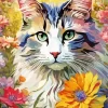 Grey Calico Portrait Diamond Painting